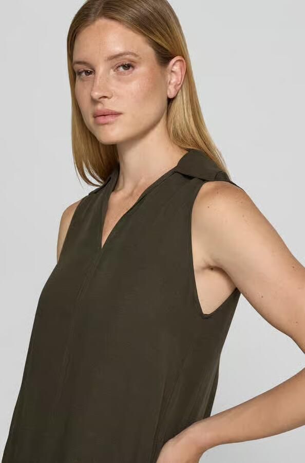 Opus Knielange jurk van mix van viscose en linnen model 'Wika'