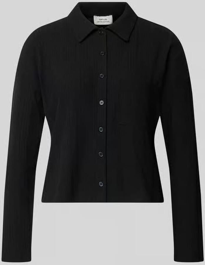 Opus Kort shirt met lange mouwen met borstzak model 'Sawoni'