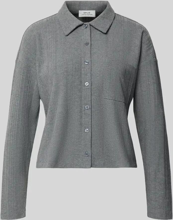 Opus Kort shirt met lange mouwen met borstzak model 'Sawoni'