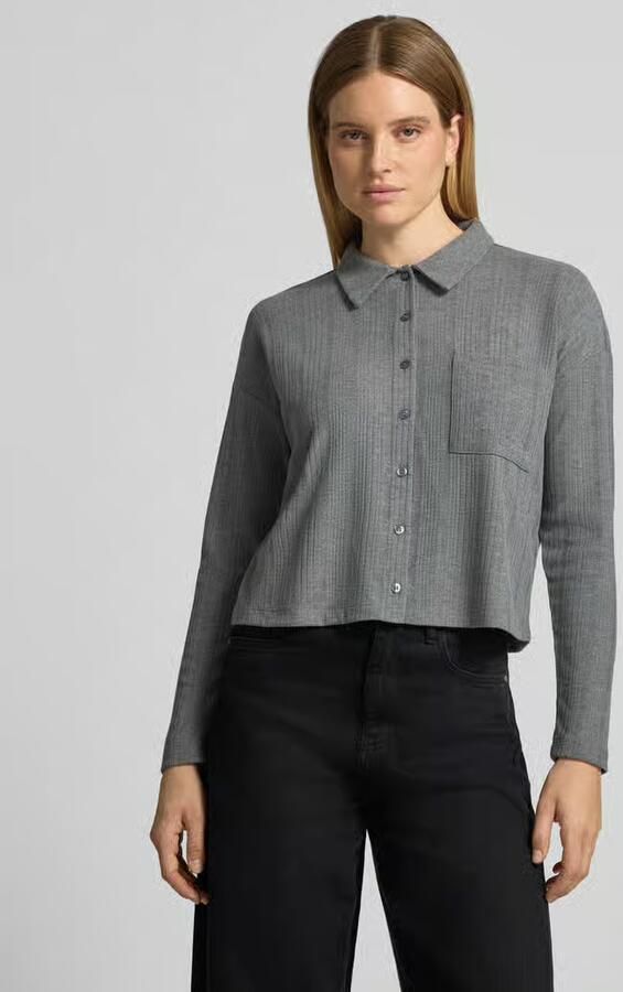 Opus Kort shirt met lange mouwen met borstzak model 'Sawoni' - Foto 2