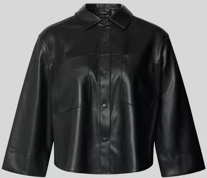 Opus Kunstleren jack met borstzakken model 'Feleda'