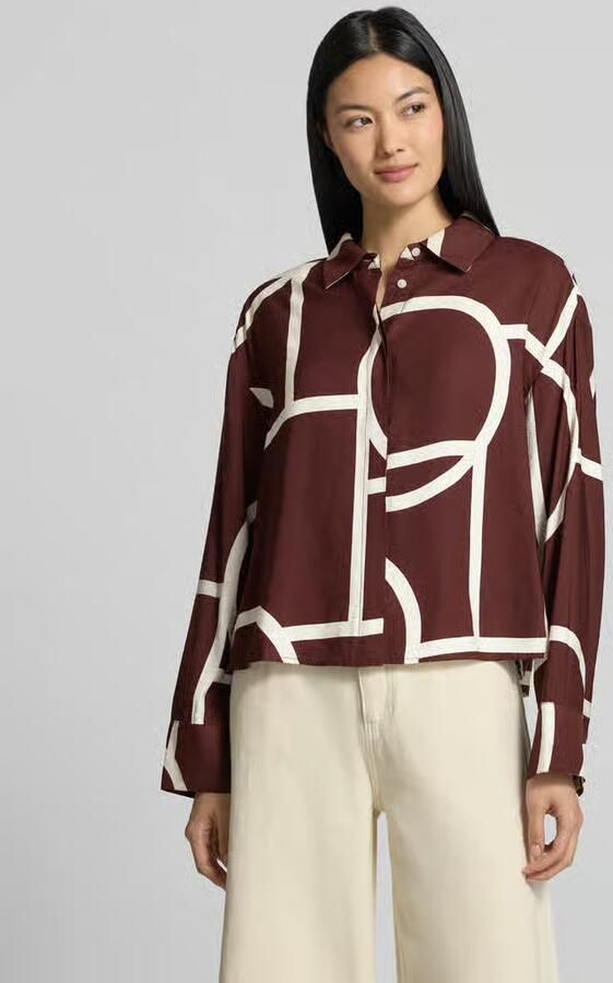 Opus Loose fit blouse met lange mouwen van viscosemix model 'Fordoa' - Foto 2
