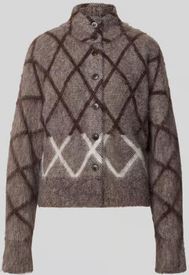 Opus Loose fit gebreid jack met wol model 'Dargyle'