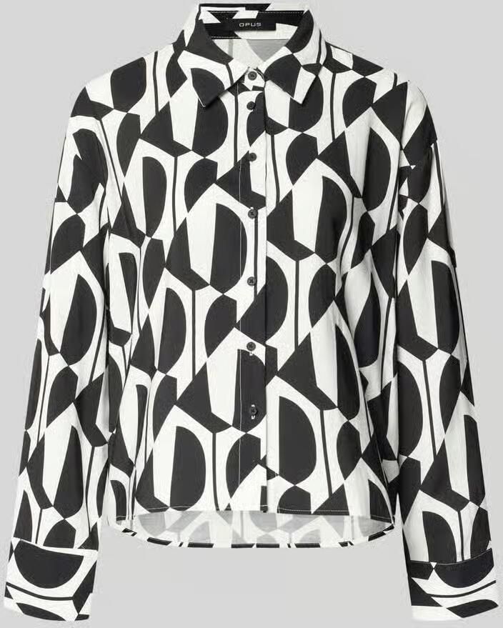 Opus Overhemdblouse van Viscosemix met Overhemdkraag Model 'Fetro'
