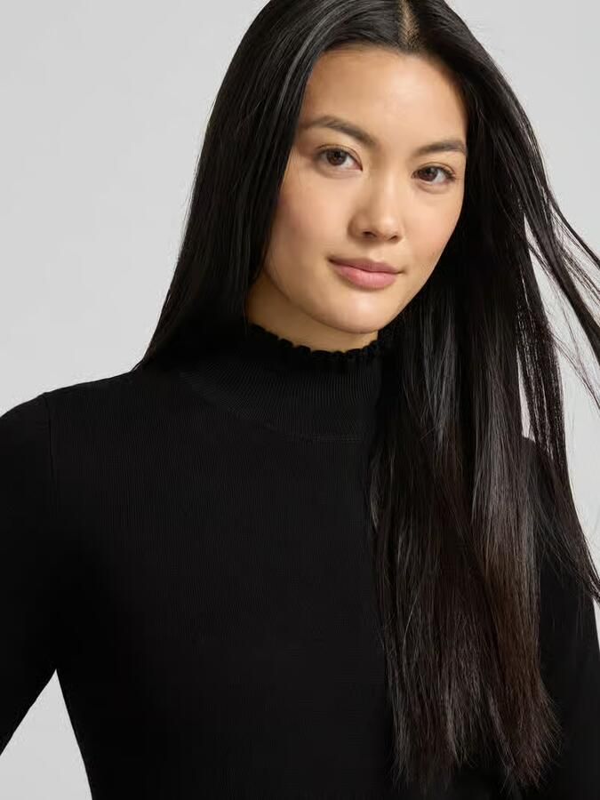 Opus Shirt met lange mouwen en geribde opstaande kraag model 'Polluna' - Foto 2