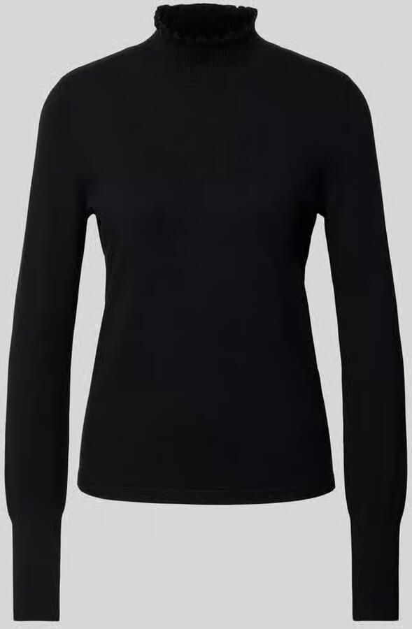 Opus Shirt met lange mouwen en geribde opstaande kraag model 'Polluna'