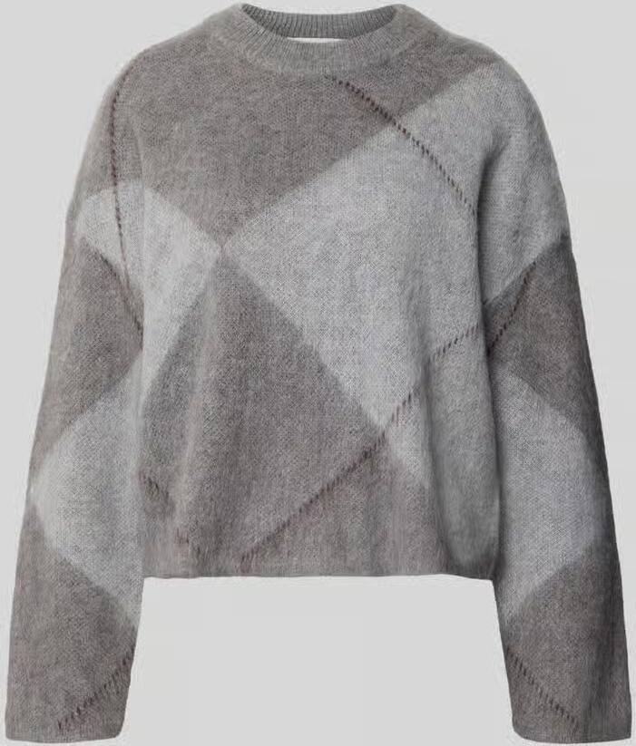 Opus Pullover van mix van alpaca en wol met geribde boorden model 'Pargyle'