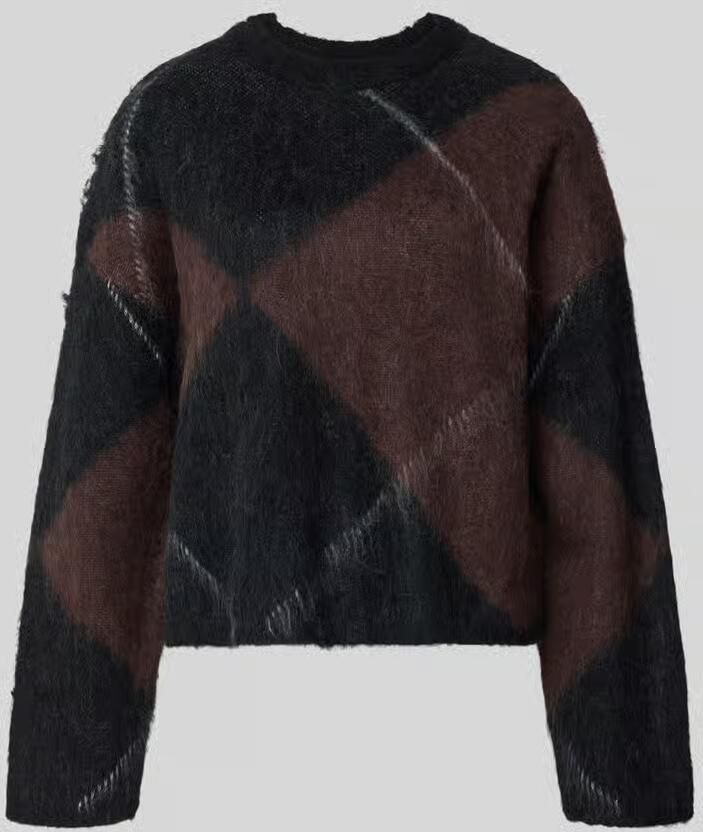 Opus Pullover van mix van alpaca en wol met geribde boorden model 'Pargyle'