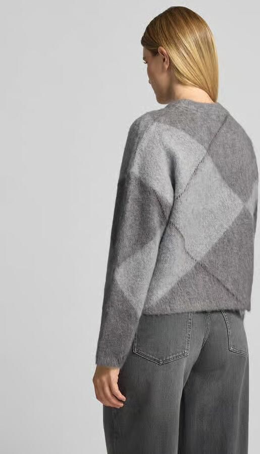 Opus Pullover van mix van alpaca en wol met geribde boorden model 'Pargyle' - Foto 3