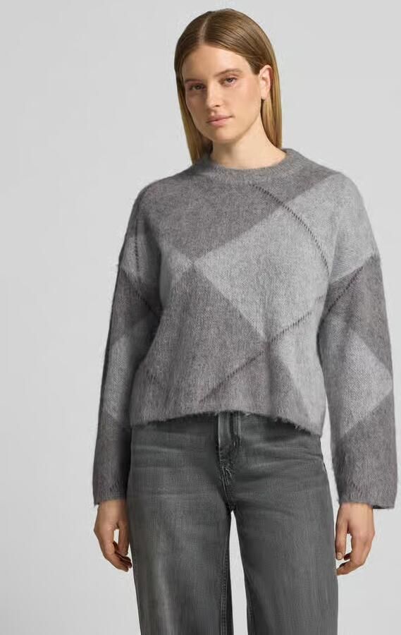 Opus Pullover van mix van alpaca en wol met geribde boorden model 'Pargyle' - Foto 2