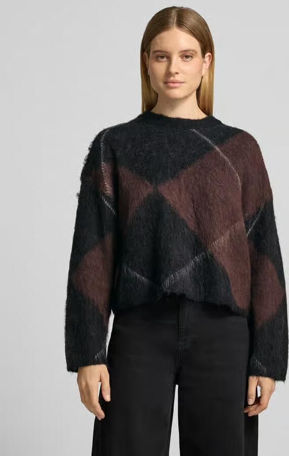Opus Pullover van mix van alpaca en wol met geribde boorden model 'Pargyle' - Foto 2