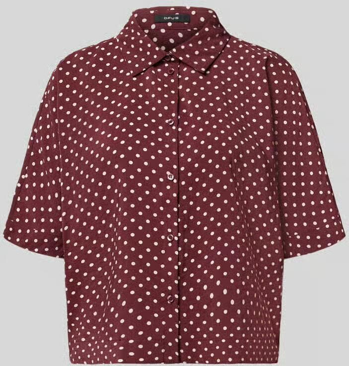 Opus Regular fit blouse met korte mouwen van modalmix model 'Farise polkadot'