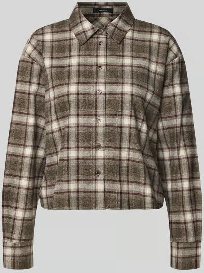 Opus Regular fit blouse met lange mouwen van puur katoen model 'Flakaro'