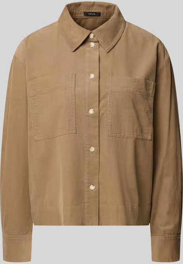 Opus Regular fit blouse met lange mouwen van puur katoen model 'Fronna'