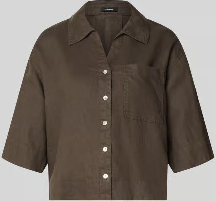 Opus regular fit linnen blouse met borstzak model 'Flippa' - Foto 2