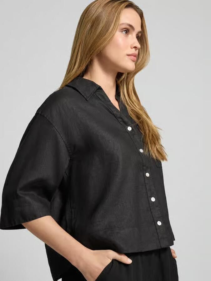 Opus regular fit linnen blouse met borstzak model 'Flippa'