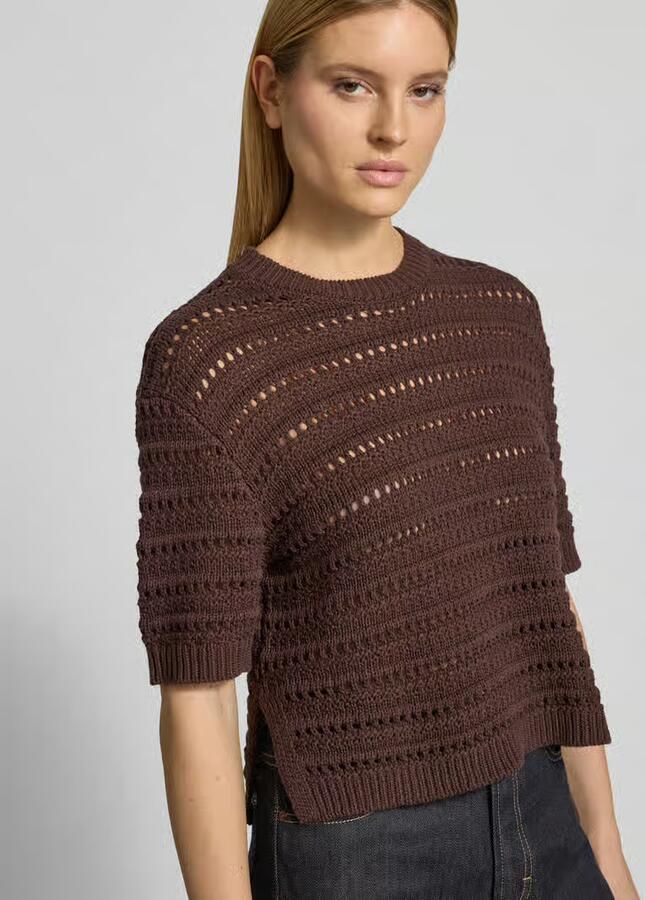 Opus regular fit sweatshirt met gaatjesmotief model 'Mina'