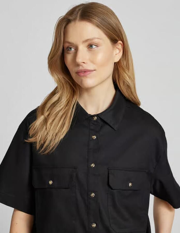 Opus Relaxed fit blouse met paspelzakken op de borst model 'Fringo'