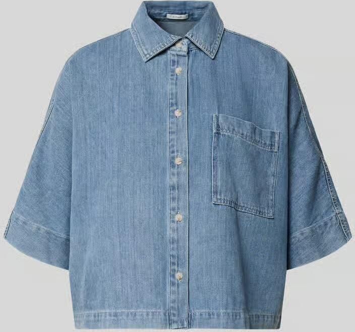 Opus relaxed fit jeansblouse met borstzak model 'Fyndra' - Foto 2