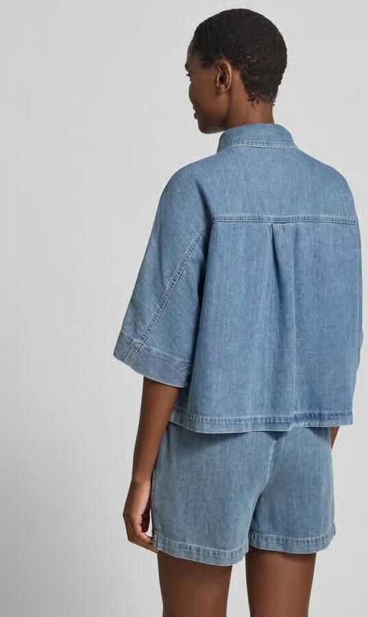 Opus relaxed fit jeansblouse met borstzak model 'Fyndra' - Foto 3