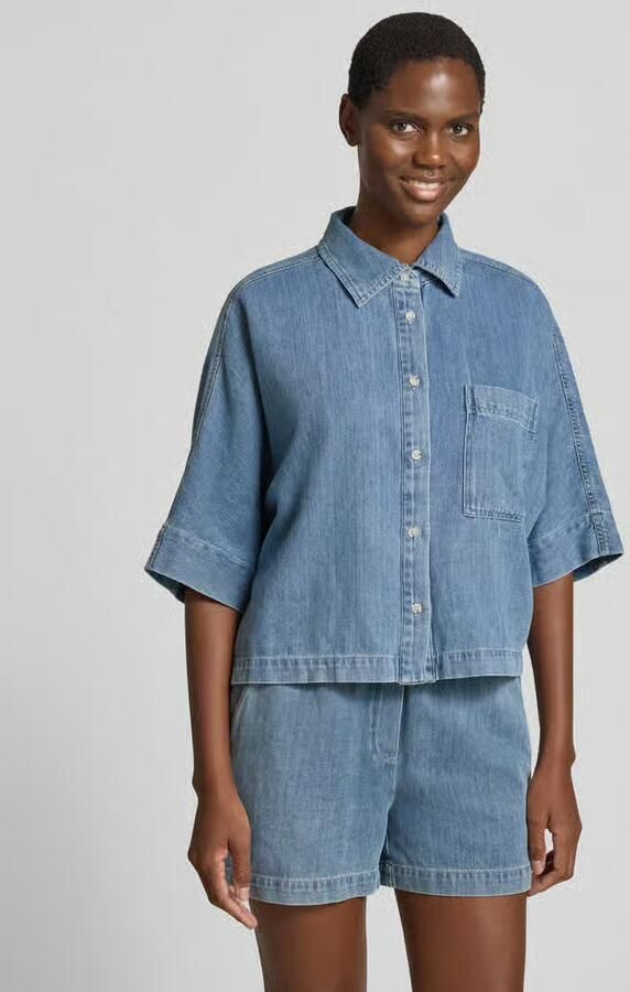 Opus relaxed fit jeansblouse met borstzak model 'Fyndra' - Foto 2