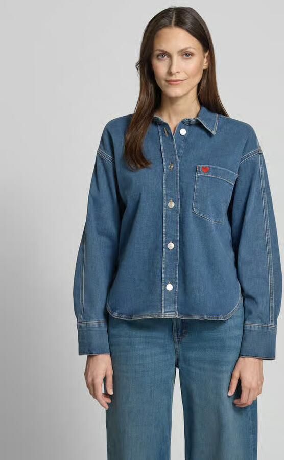 Opus Relaxed fit jeansblouse met stiksels model 'Falentine' - Foto 3