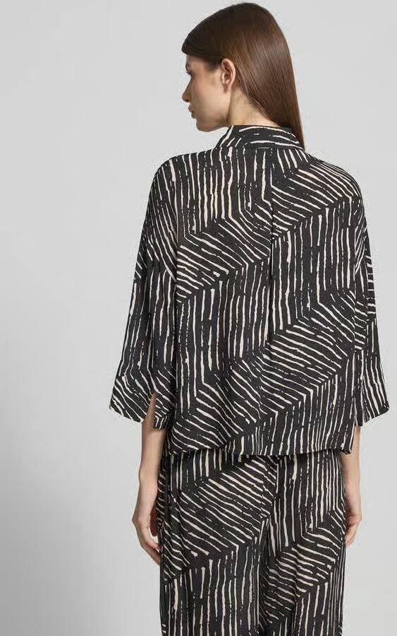 Opus Relaxed-fit overhemdblouse van viscose model 'Fiana palm leaves'