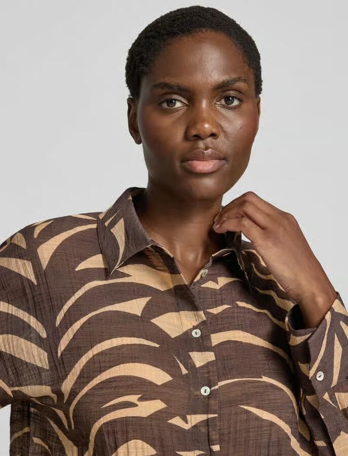 Opus relaxed fit overhemdblouse van viscosemix model 'Fadena' - Foto 2