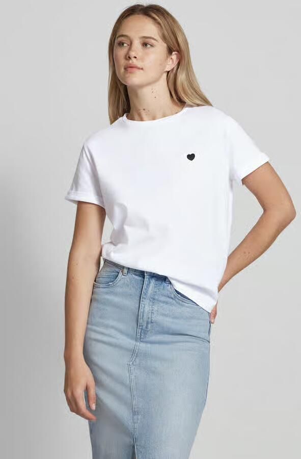 Opus relaxed fit t-shirt met motiefstitching model 'Serz' - Foto 3