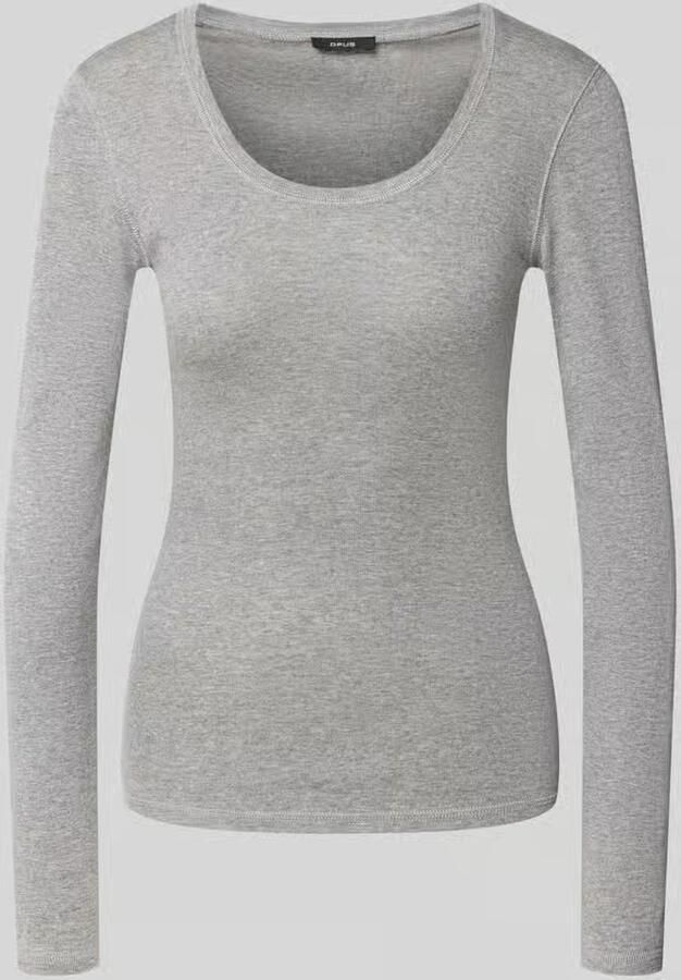 Opus Slim fit shirt met lange mouwen van mix van katoen en modal model 'Sorana'