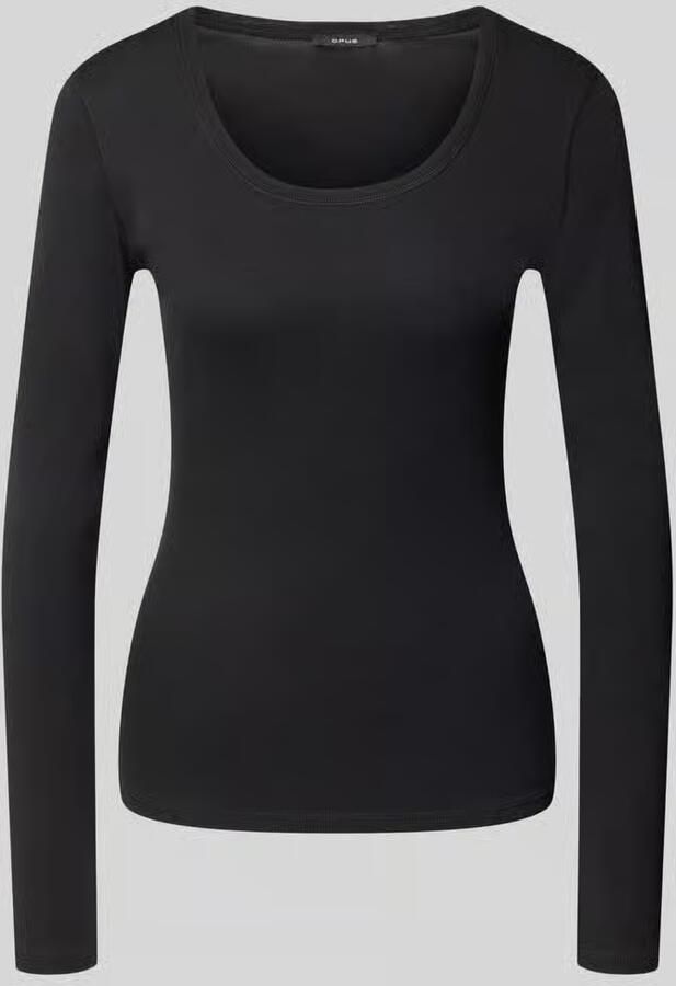 Opus Slim fit shirt met lange mouwen van mix van katoen en modal model 'Sorana'