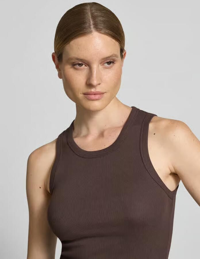 Opus Slim fit top met ronde hals model 'Lesso'