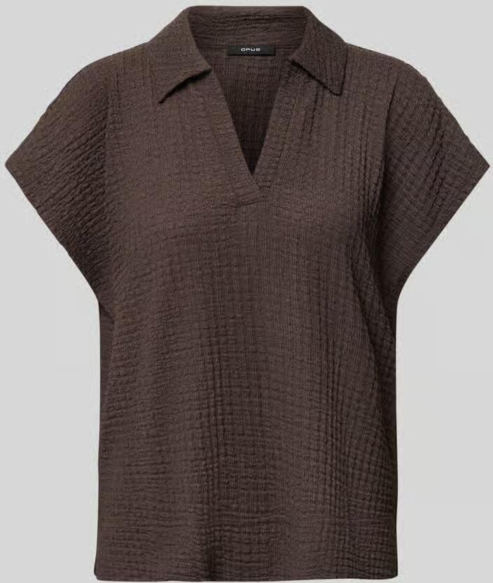 Opus T-shirt met structuurpatroon en V-hals model 'Sipin'