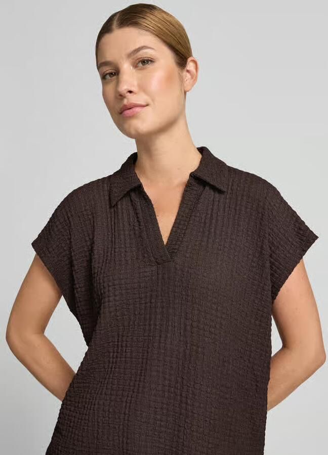 Opus T-shirt met structuurpatroon en V-hals model 'Sipin' - Foto 2
