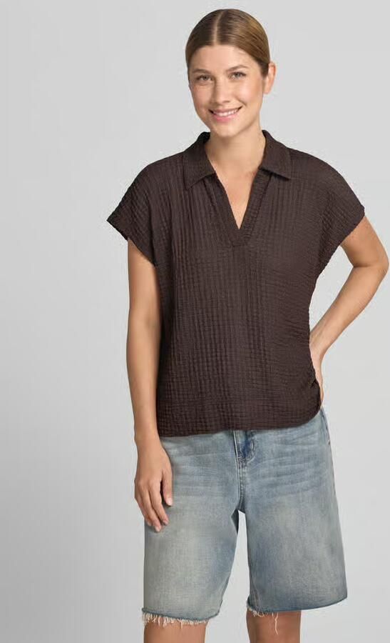 Opus T-shirt met structuurpatroon en V-hals model 'Sipin' - Foto 3