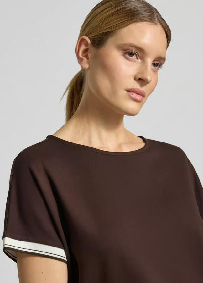 Opus T-shirt van viscosemix met ronde hals model 'Giprep'