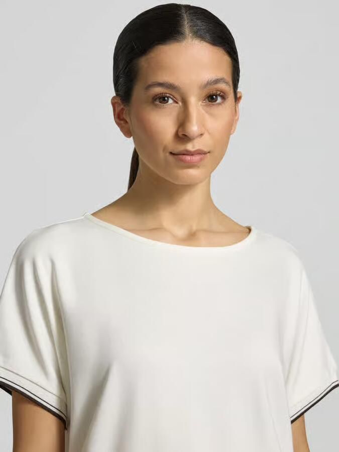 Opus T-shirt van viscosemix met ronde hals model 'Giprep'