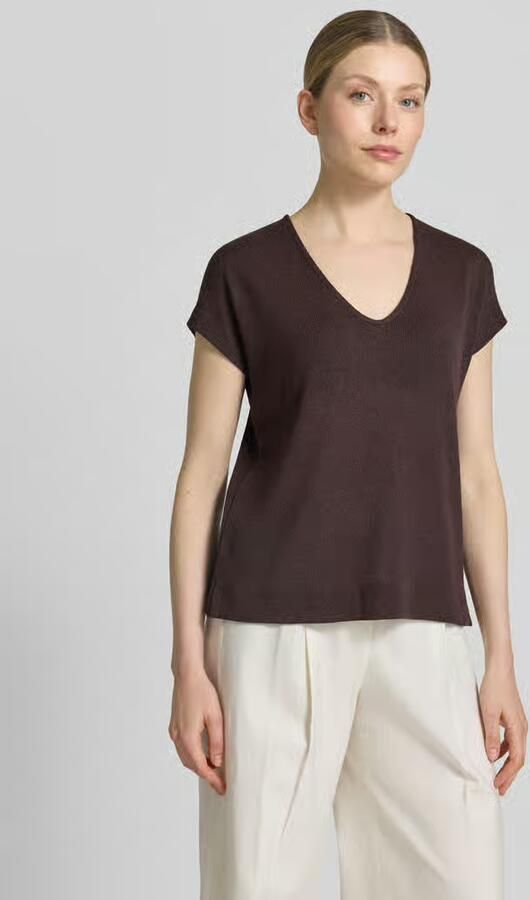 Opus T-shirt van viscosemix met V-hals model 'SIRUKUS' - Foto 4