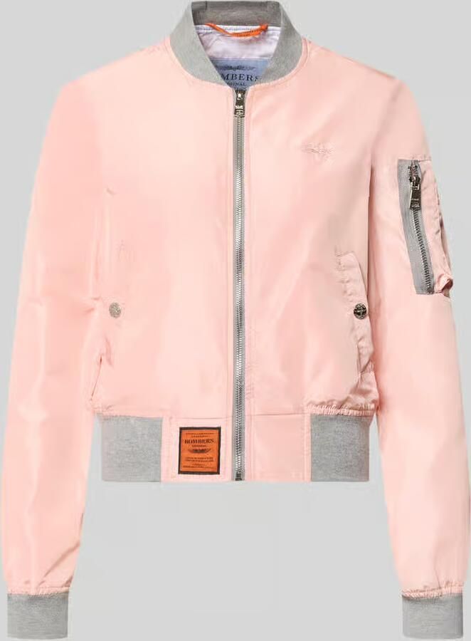 Original Bombers bomberjack met labelpatch en ritszak op de mouwen - Foto 2