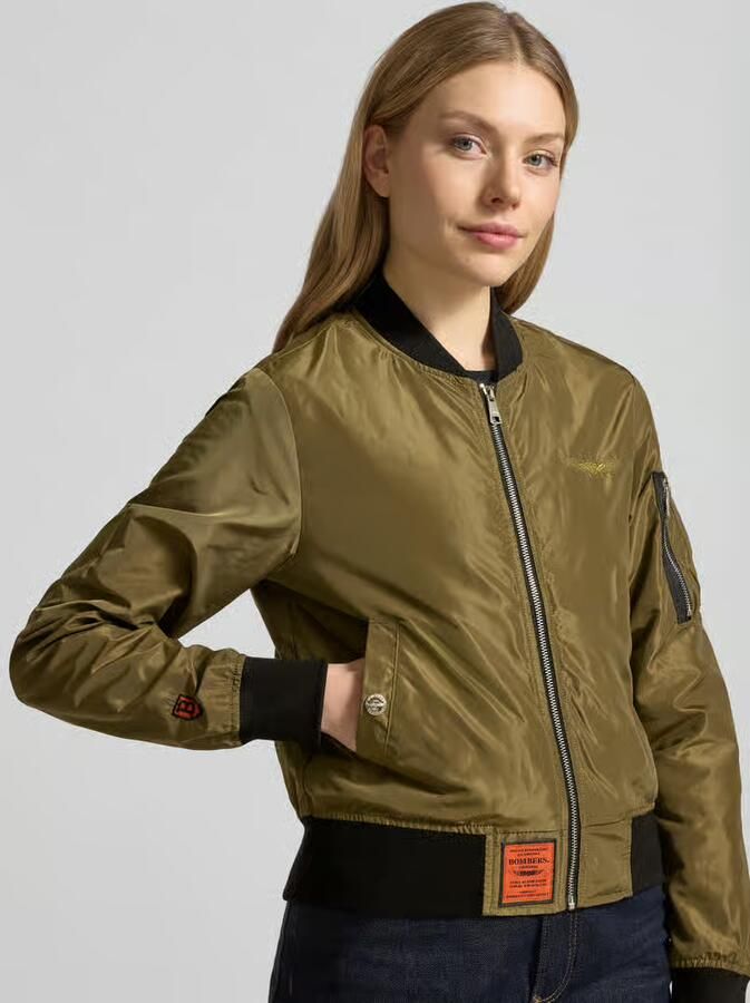 Original Bombers bomberjack met labelpatch en ritszak op de mouwen - Foto 2