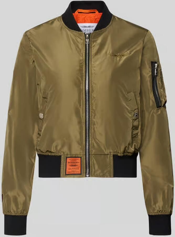 Original Bombers bomberjack met labelpatch en ritszak op de mouwen - Foto 3