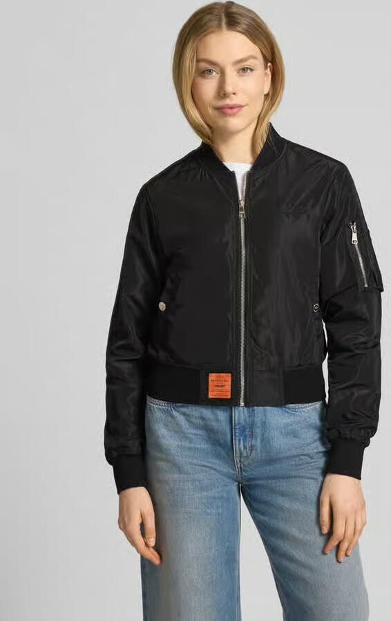 Original Bombers bomberjack met labelpatch en ritszak op de mouwen - Foto 3