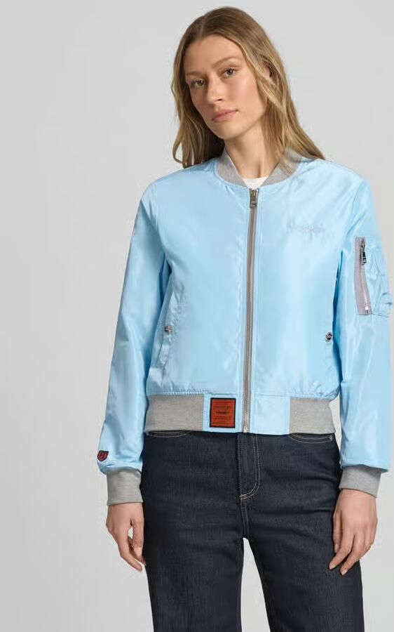 Original Bombers bomberjack met labelpatch en ritszak op de mouwen - Foto 2