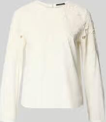 Oui Blouse met kant en ronde hals