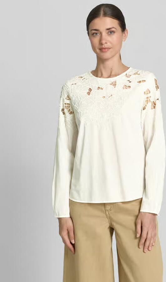 Oui Blouse met kant en ronde hals - Foto 3