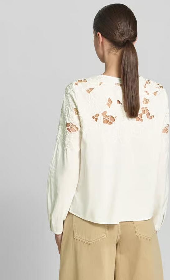 Oui Blouse met kant en ronde hals - Foto 2