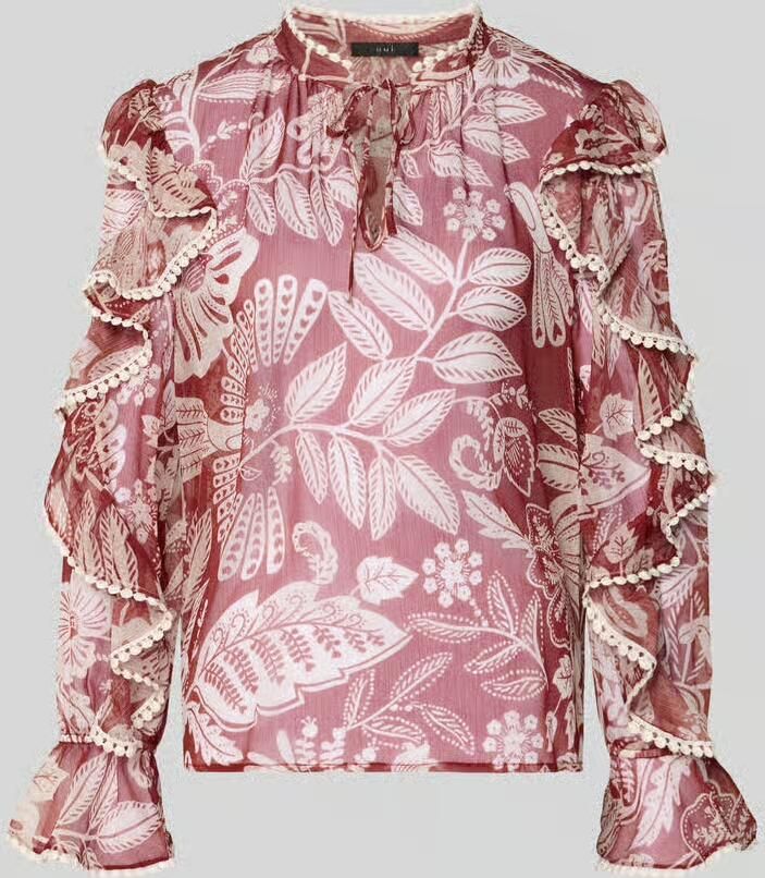 Oui Blouse met mouwen met ruches en druppelvormige hals - Foto 4