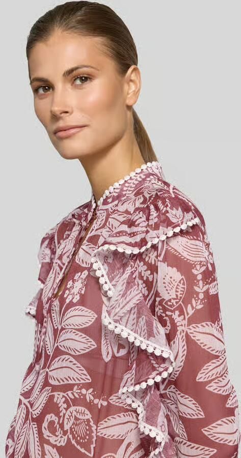 Oui Blouse met mouwen met ruches en druppelvormige hals - Foto 3