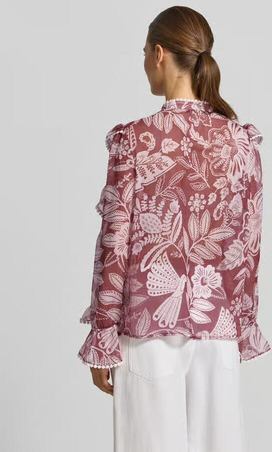Oui Blouse met mouwen met ruches en druppelvormige hals - Foto 5