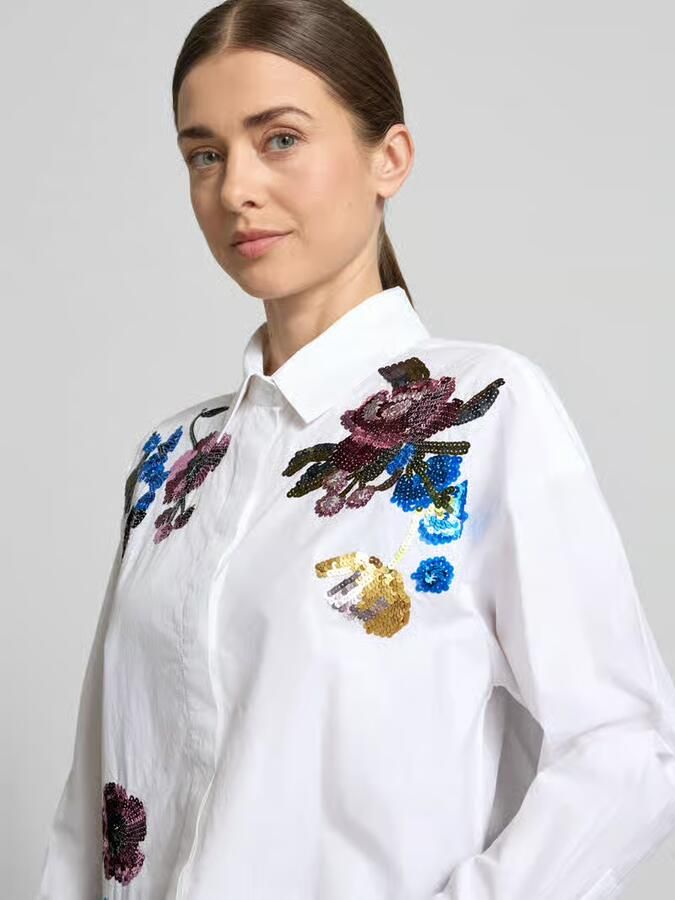 Oui Boxy fit blouse met pailletten - Foto 3
